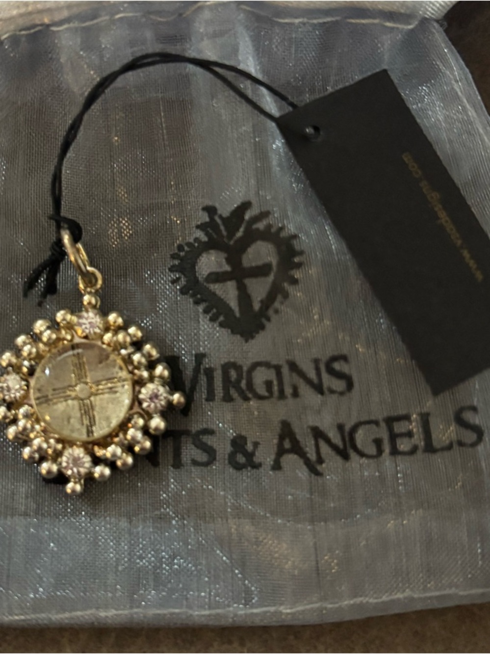 Vsa Virgins Saints & Angels Silver-Tone Ornate Heart Pendant nwt